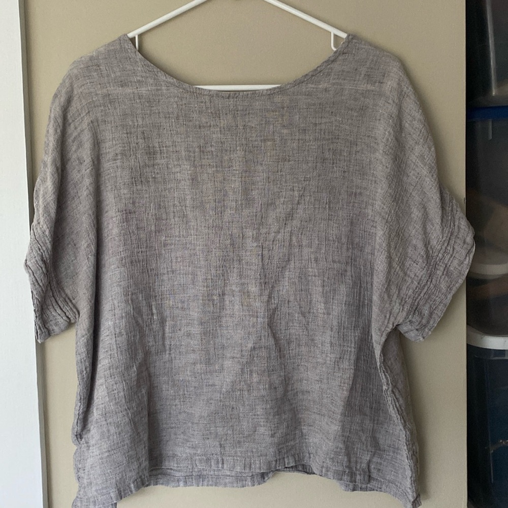Elizabeth Suzann Georgia Top, Smoke Linen Gauze OS